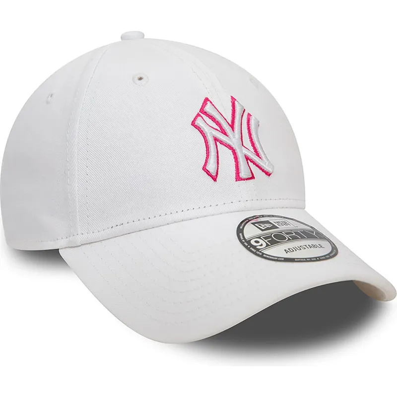 kepure-islenkta-balta-reguliuojamas-rosa-9forty-team-outline-new-york-yankees-mlb-new-era