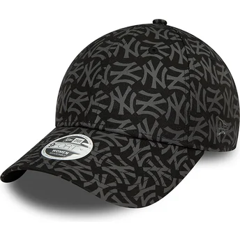 Czarna zakrzywiona czapka regulowana damska 9FORTY Monogram New York Yankees MLB od New Era