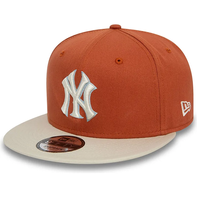 plaska-czapka-brazowo-bezowa-snapback-9fifty-patch-new-york-yankees-mlb-new-era