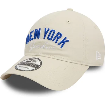 Beżowa czapka z zakrzywionym daszkiem 9TWENTY Wordmark New York Yankees MLB regulowana marki New Era