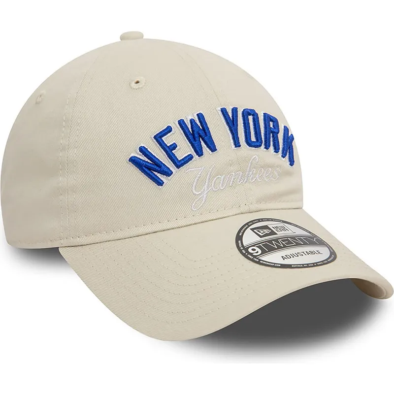 bezowa-regulowana-czapka-z-zakrzywionym-daszkiem-9twenty-wordmark-new-york-yankees-mlb-new-era