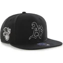 czarna-plaska-czapka-snapback-z-czarno-bialym-logo-oakland-athletics-mlb-sure-shot-od-47-brand