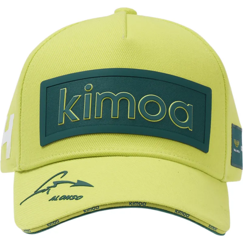 kepure-islenkta-geltona-reguliuojama-juostele-patch-aston-martin-f1-team-x-kimoa-aston-martin-formula-1-kimoa