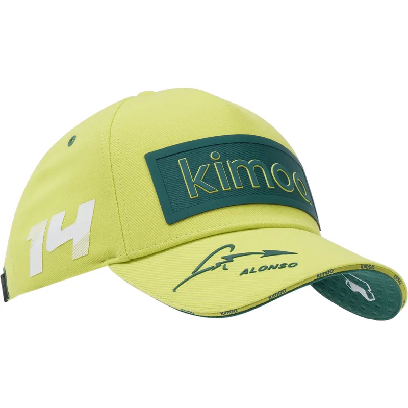 kepure-islenkta-geltona-reguliuojama-juostele-patch-aston-martin-f1-team-x-kimoa-aston-martin-formula-1-kimoa