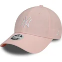 new-era-curved-brim-women-9forty-linen-new-york-yankees-mlb-pink-adjustable-cap