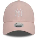 new-era-curved-brim-women-9forty-linen-new-york-yankees-mlb-pink-adjustable-cap