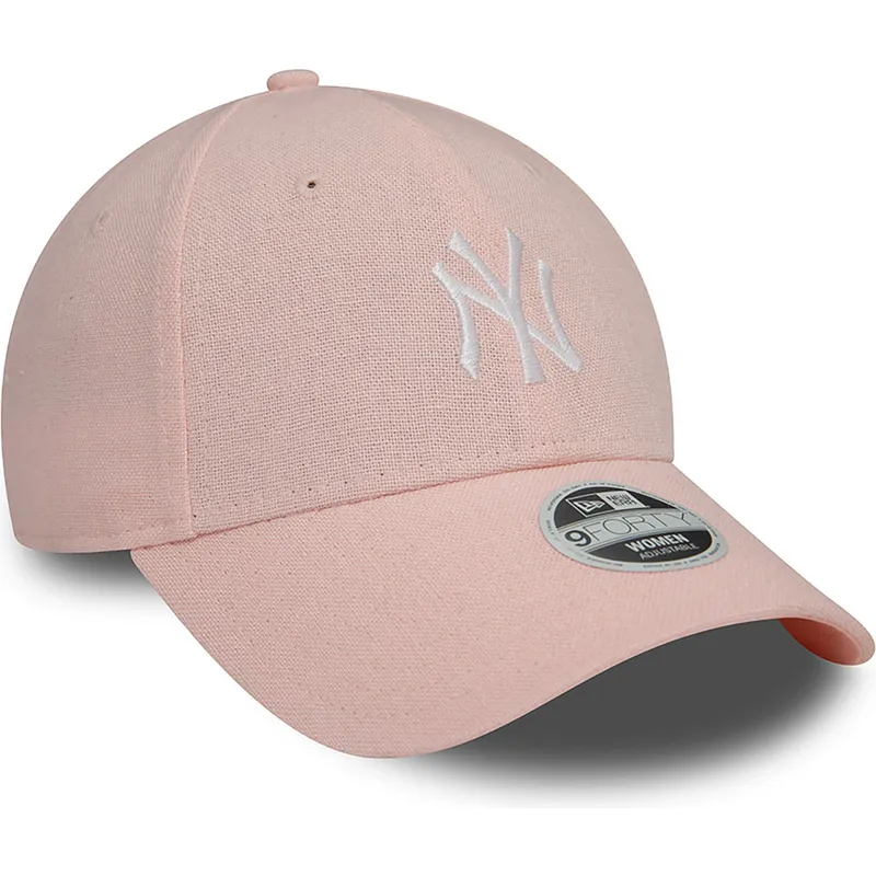 rozowa-regulowana-czapka-z-zakrzywionym-daszkiem-dla-kobiet-9forty-linen-new-york-yankees-mlb-new-era