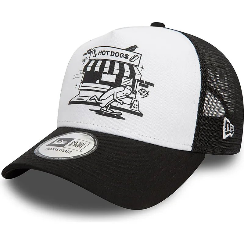 kepure-islenkta-juoda-snapback-a-frame-graphic-hot-dog-new-york-new-era