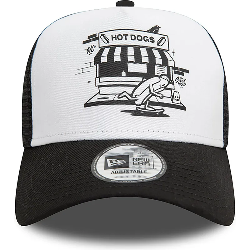 kepure-islenkta-juoda-snapback-a-frame-graphic-hot-dog-new-york-new-era
