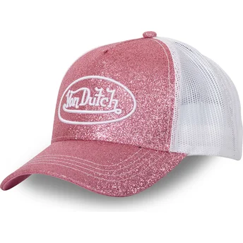 Ροζ και λευκό καπέλο τράκερ GLITTER P της Von Dutch