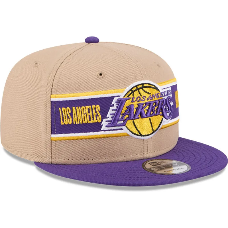 brazowa-i-fioletowa-czapka-z-daszkiem-snapback-9fifty-draft-2024-los-angeles-lakers-nba-new-era