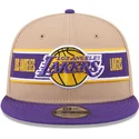 brazowa-i-fioletowa-czapka-z-daszkiem-snapback-9fifty-draft-2024-los-angeles-lakers-nba-new-era