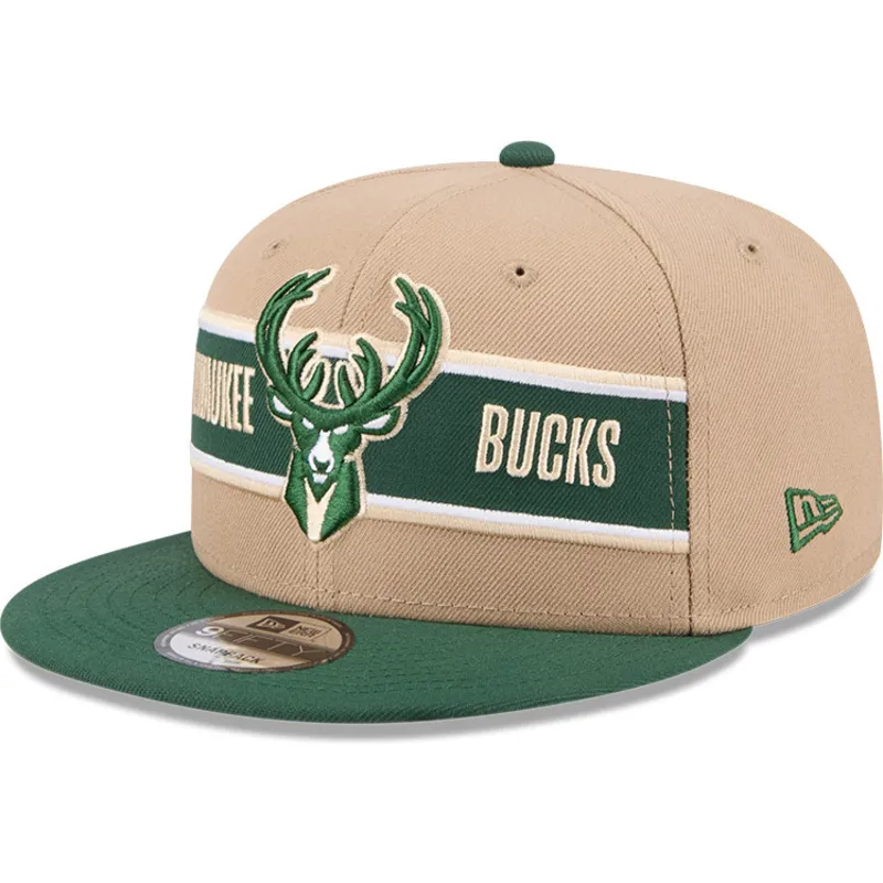 kepure-plokscia-ruda-snapback-9fifty-draft-2024-milwaukee-bucks-nba-new-era