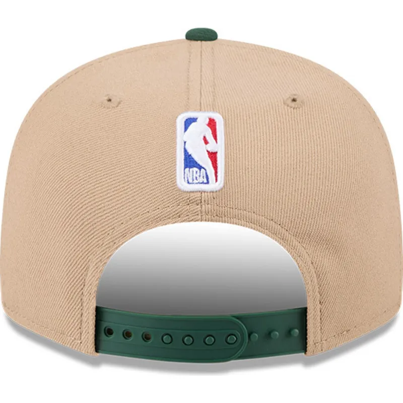 brazowo-zielona-plaska-czapka-snapback-9fifty-draft-2024-milwaukee-bucks-nba-new-era