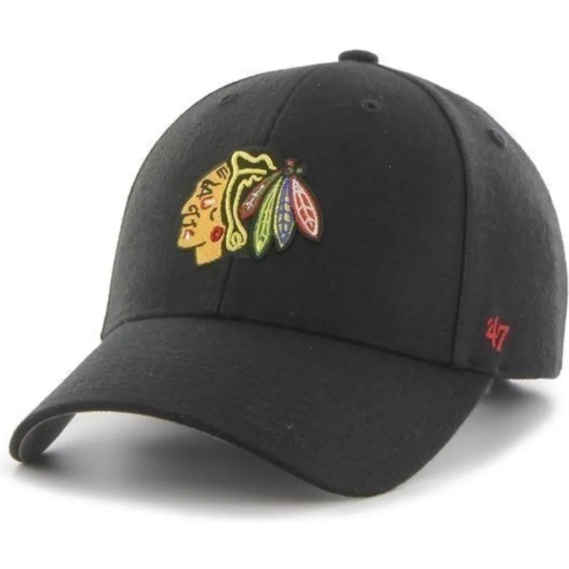kepure-islenkta-juoda-reguliuojamas-chicago-blackhawks-nhl-47-brand