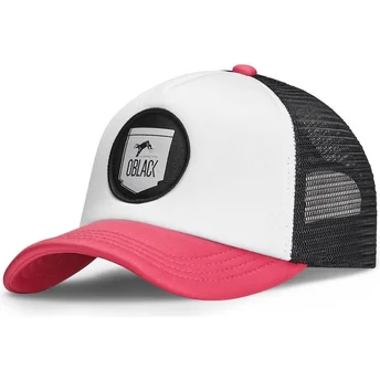 Biała, czarna i różowa czapka trucker Classic od Oblack