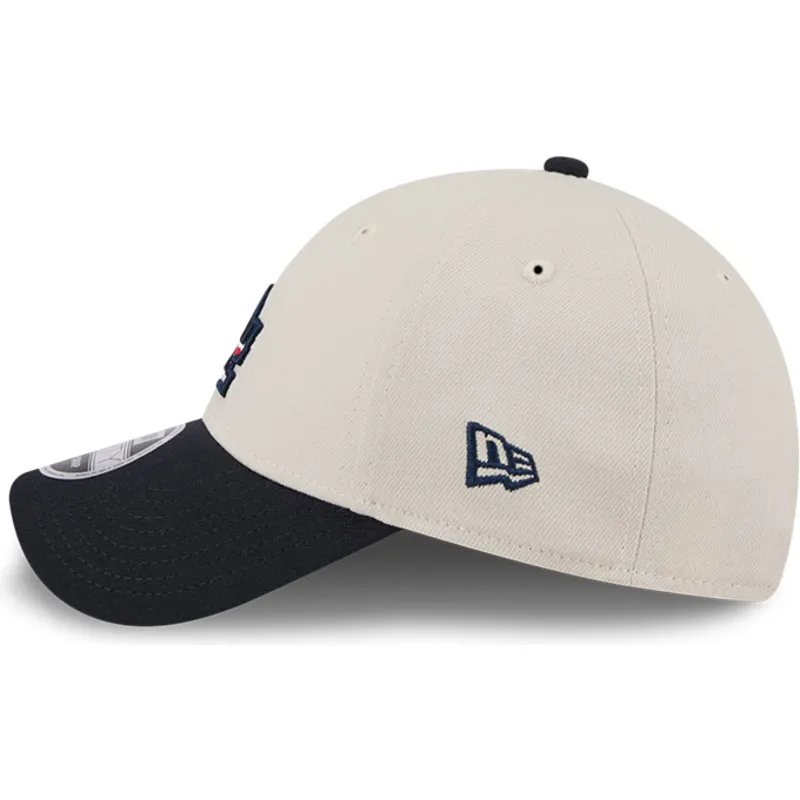 bezowo-granatowa-zakrzywiona-czapka-snapback-9forty-stretch-snap-4th-of-july-los-angeles-dodgers-mlb-new-era