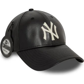 Czarna zakrzywiona czapka regulowana 9FORTY Leather New York Yankees MLB od New Era
