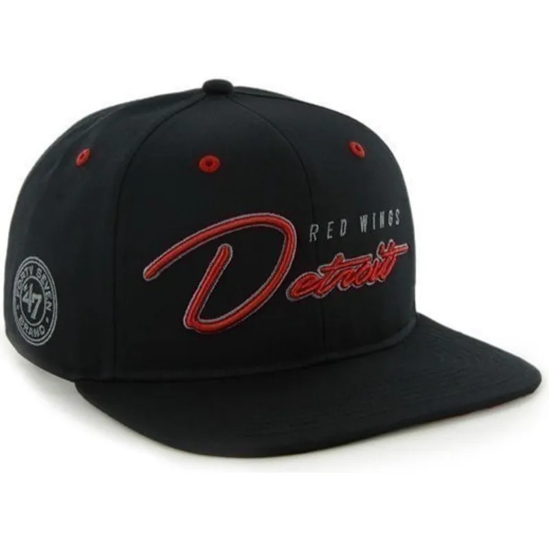 kepure-plokscia-juoda-snapback-de-letras-detroit-red-wings-nhl-47-brand