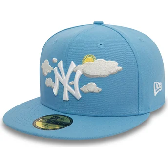 New Era Flat Brim 59FIFTY Cloud New York Yankees MLB Blue Fitted Cap