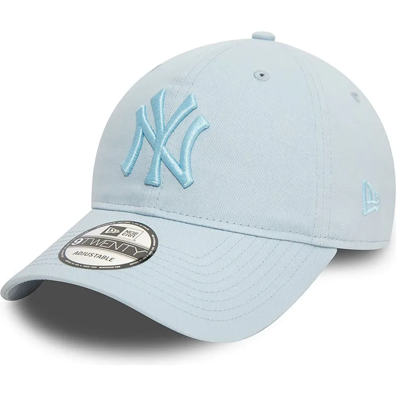 niebieska-jasna-czapka-z-daszkiem-regulowana-z-niebieskim-logo-9twenty-league-essential-new-york-yankees-mlb-new-era