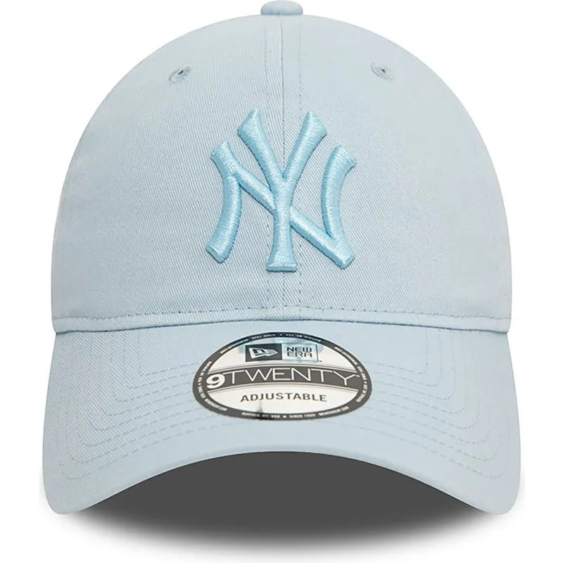 niebieska-jasna-czapka-z-daszkiem-regulowana-z-niebieskim-logo-9twenty-league-essential-new-york-yankees-mlb-new-era