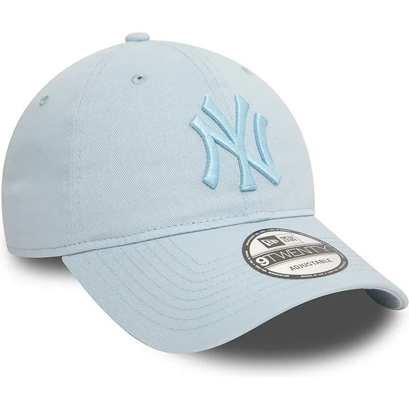 niebieska-jasna-czapka-z-daszkiem-regulowana-z-niebieskim-logo-9twenty-league-essential-new-york-yankees-mlb-new-era