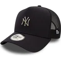 new-era-a-frame-metallic-new-york-yankees-mlb-black-trucker-hat