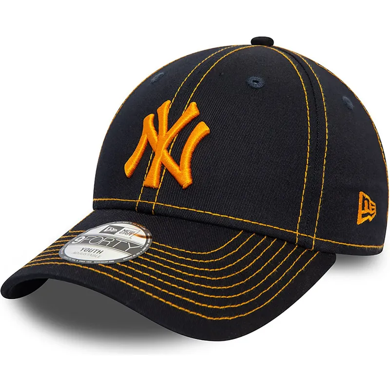 kepure-islenkta-tamsiai-melyna-reguliuojamas-vaikams-9forty-stitch-new-york-yankees-mlb-new-era
