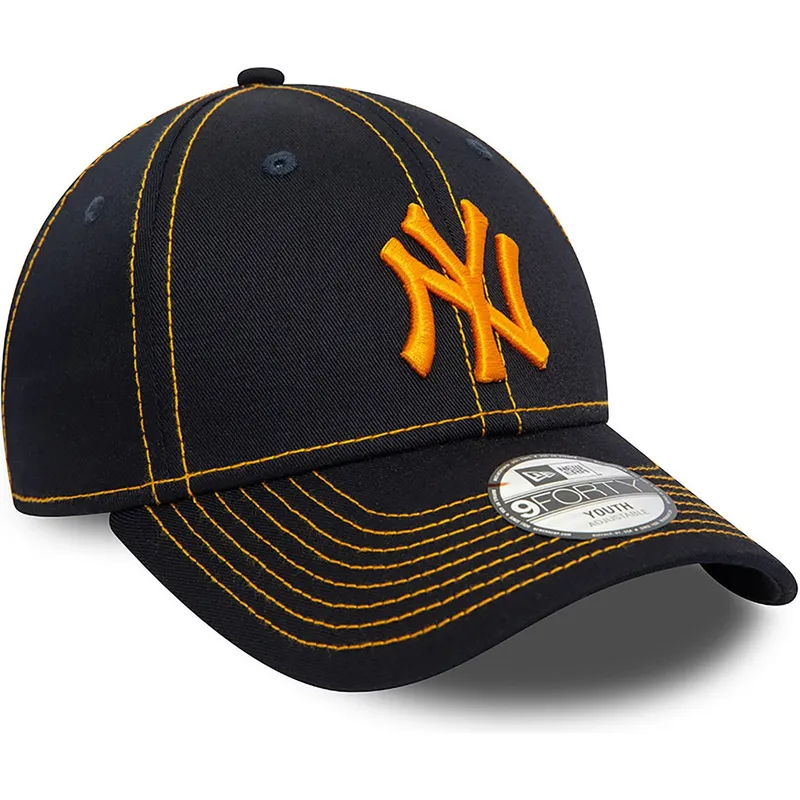 kepure-islenkta-tamsiai-melyna-reguliuojamas-vaikams-9forty-stitch-new-york-yankees-mlb-new-era