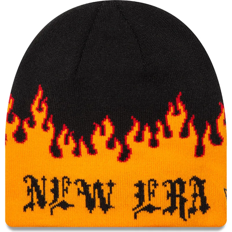 kepure-juoda-skull-knit-flame-new-era