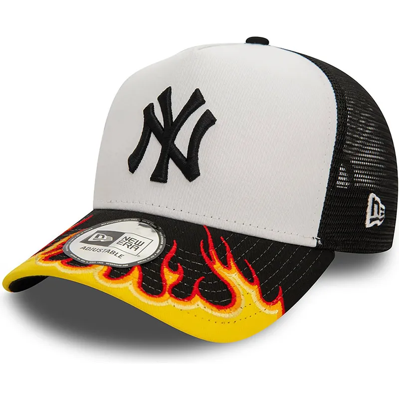 kepure-islenkta-balta-snapback-a-frame-flame-new-york-yankees-mlb-new-era