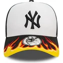 kepure-islenkta-balta-snapback-a-frame-flame-new-york-yankees-mlb-new-era