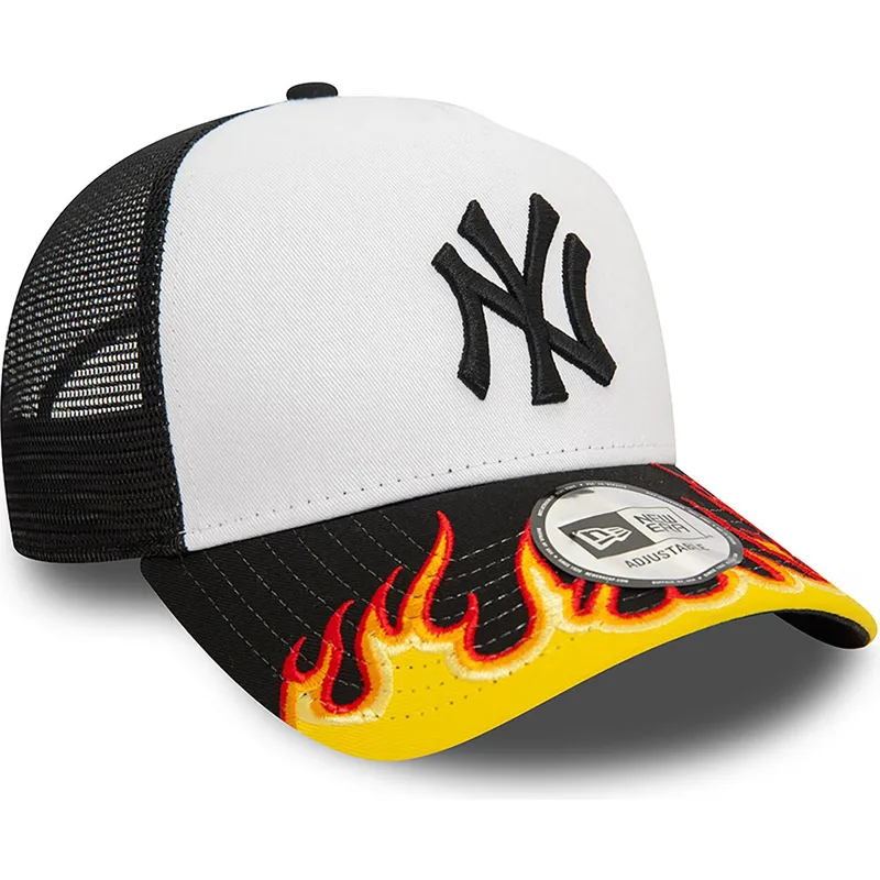 kepure-islenkta-balta-snapback-a-frame-flame-new-york-yankees-mlb-new-era