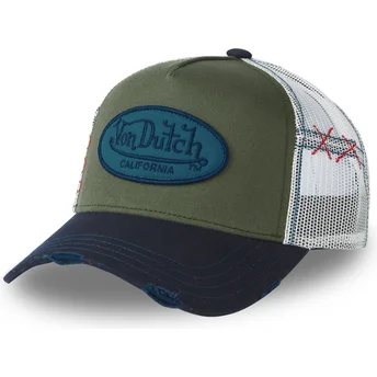 Czapka trucker zielona, biała i niebieska NAKA od Von Dutch