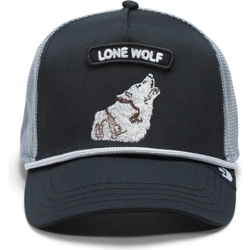 czapka-trucker-czarna-i-szara-wilk-gb2-lone-wolf-the-rocker-the-farm-od-goorin-bros