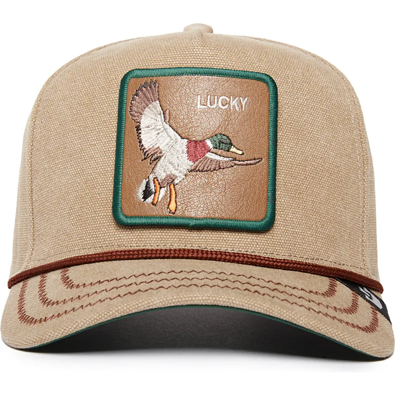 bezowa-czapka-z-daszkiem-snapback-kaczka-lucky-duck-canvas-the-farm-od-goorin-bros