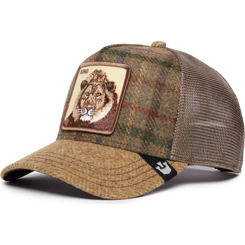 kepure-islenkta-ruda-snapback-king-moon-lion-uk-plaid-the-farm-goorin-bros