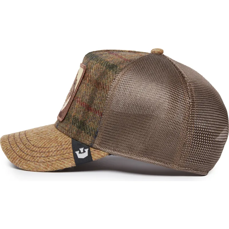 kepure-islenkta-ruda-snapback-king-moon-lion-uk-plaid-the-farm-goorin-bros