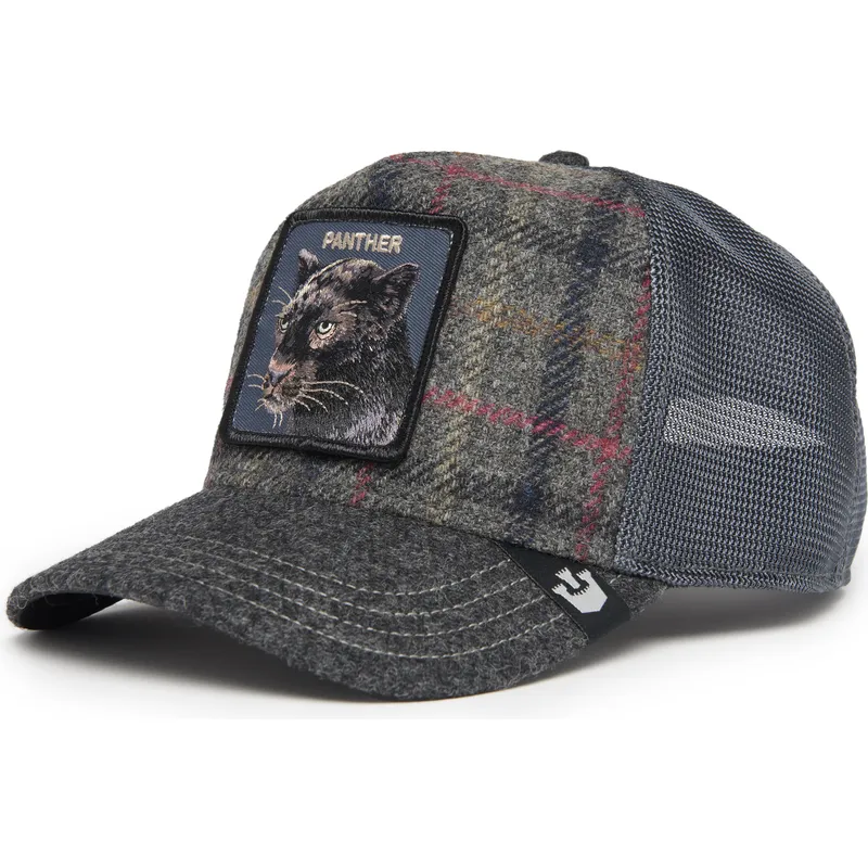 kepure-islenkta-pilka-snapback-moon-panther-uk-plaid-the-farm-goorin-bros