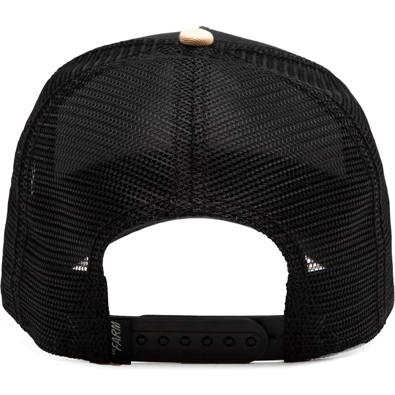 czapka-trucker-czarna-i-bezowa-pies-chihuahua-the-amigo-eco-brutalism-the-farm-od-goorin-bros
