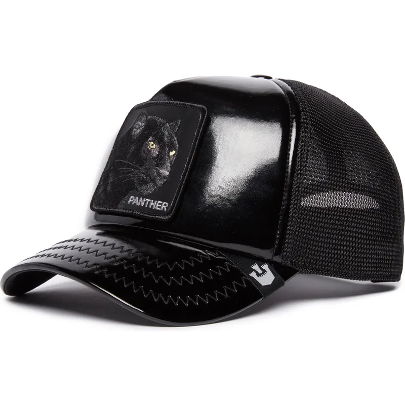 kepure-islenkta-juoda-snapback-obsidian-panther-puff-patent-the-farm-goorin-bros