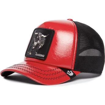 czapka-trucker-czerwona-i-czarna-byk-raging-pamplona-puff-patent-the-farm-od-goorin-bros