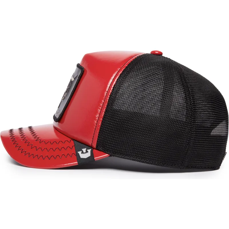 kepure-islenkta-raudona-snapback-raging-pamplona-puff-patent-the-farm-goorin-bros