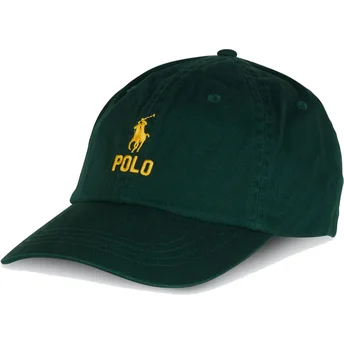 Polo Ralph Lauren Curved Brim Yellow Logo Classic Sport Green Adjustable Cap