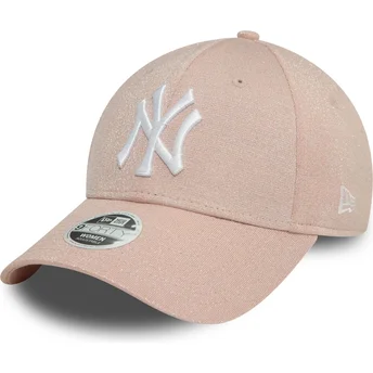 Różowa regulowana czapka z daszkiem dla kobiet 9FORTY Glitter New York Yankees MLB New Era