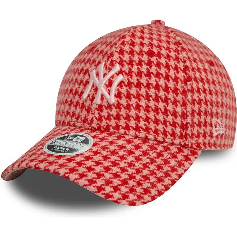 gorra-curva-rosa-ajustable-para-mujer-9forty-houndstooth-de-new-york-yankees-mlb-de-new-era