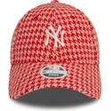 new-era-curved-brim-women-9forty-houndstooth-new-york-yankees-mlb-pink-adjustable-cap