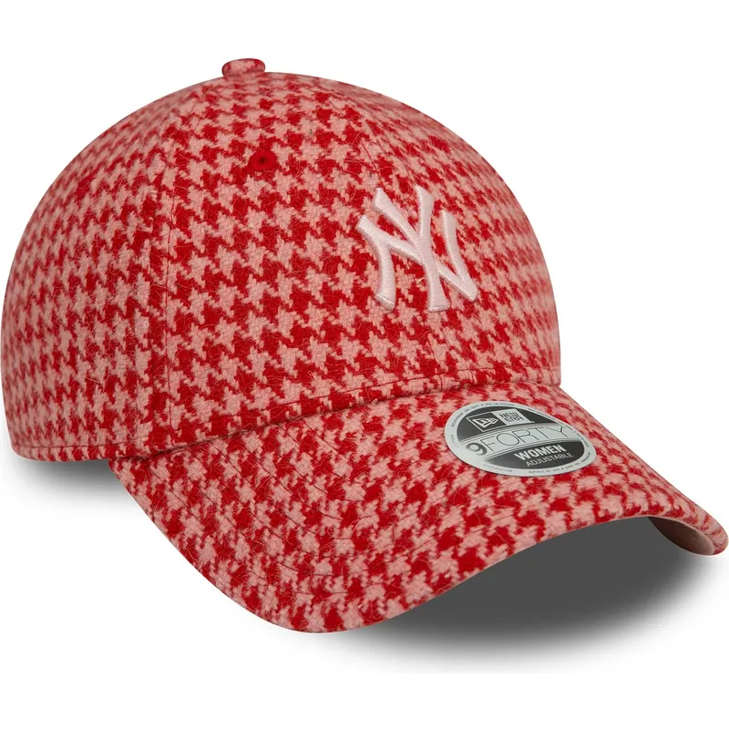 rozowa-regulowana-czapka-z-daszkiem-dla-kobiet-9forty-houndstooth-new-york-yankees-mlb-new-era