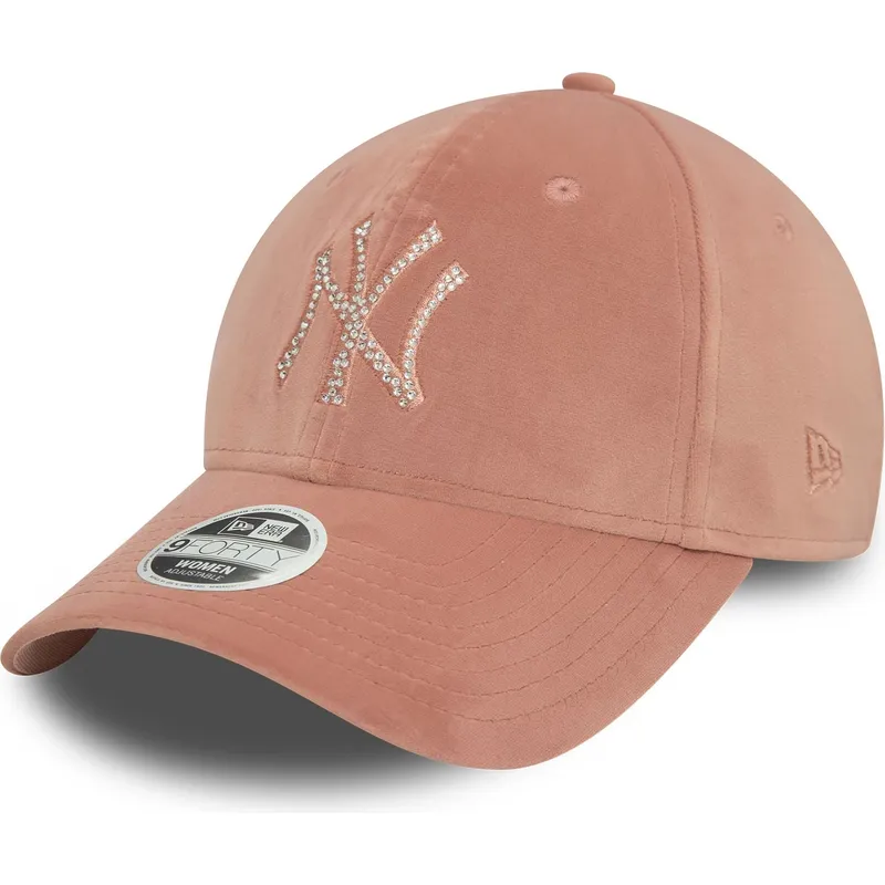 kepure-islenkta-rozine-reguliuojamas-9forty-velour-diamante-new-york-yankees-mlb-new-era